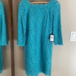 Adrianna Papell • NWT Lace Sheath Dress • Sz 10 • Teal